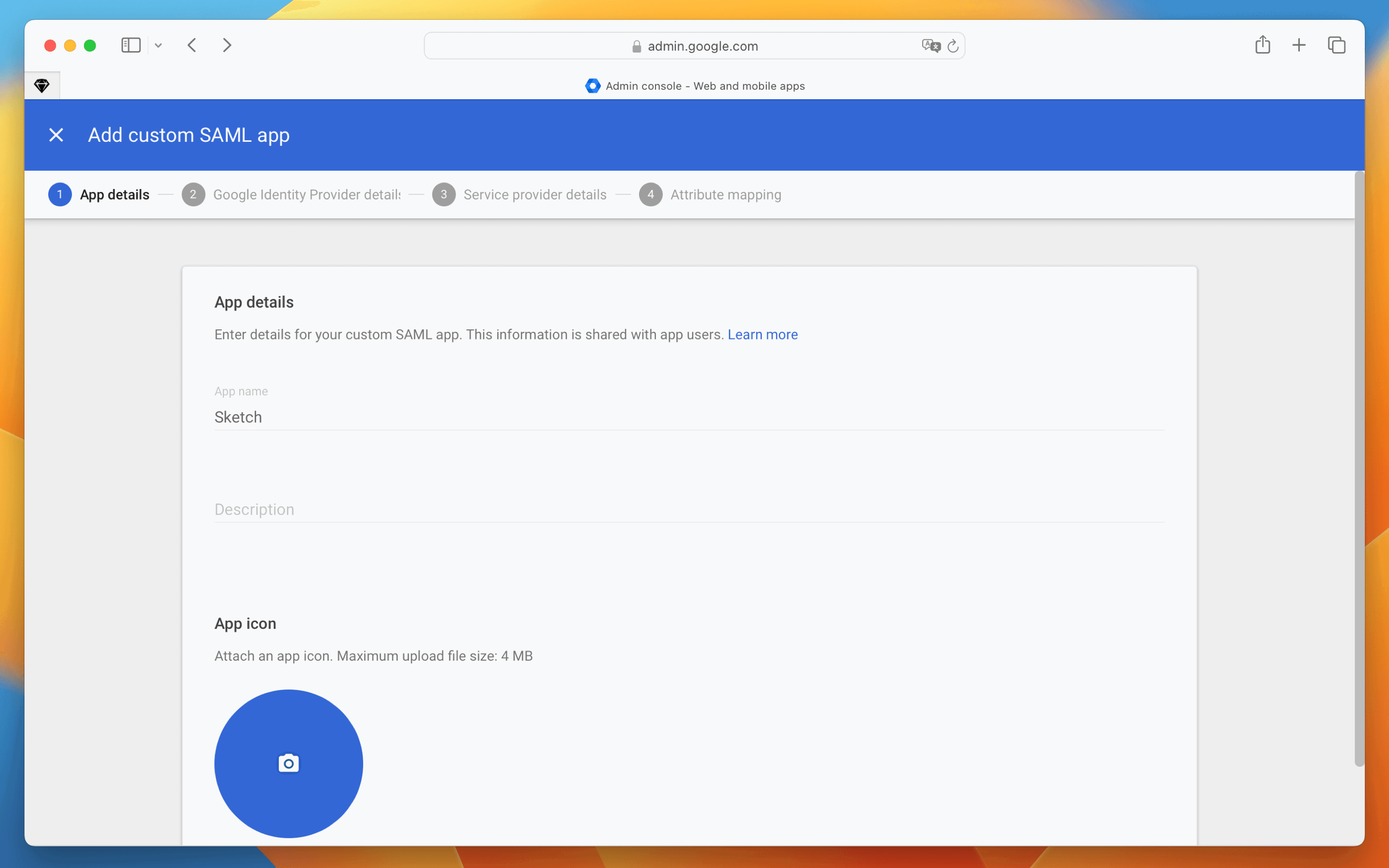 An image showing where to type a name for the application